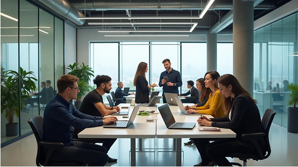 Tech professionals collaborating